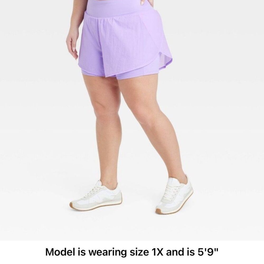 Women's Woven High-Rise 2-in-1 Run
Shorts 3" - All In Motion™ Violet new